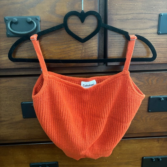 Callahan Knitwear Burnt Orange Ribbed Knit Tank Size Small - Picture 1 of 8